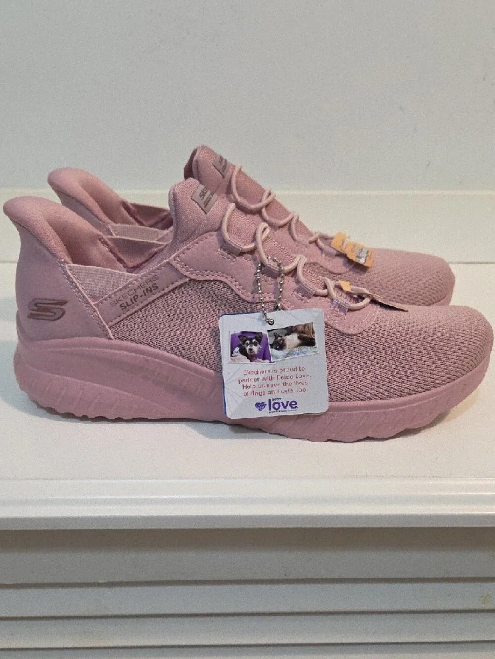 Skechers Light Pink Knit Slip-On Sneakers NWT Size 7 - Picture 2 of 5